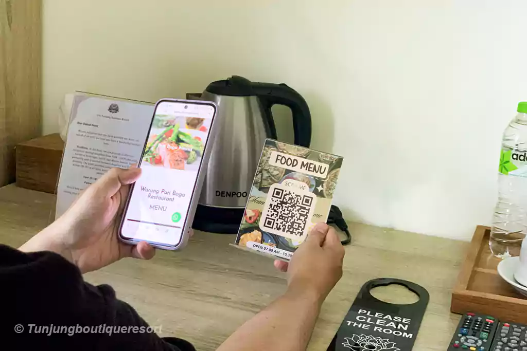 Modern Bali hospitality, Barcode menu scan service, Canggu hotels, Tumbak Bayuh Hotels, Modern hotels in Canggu