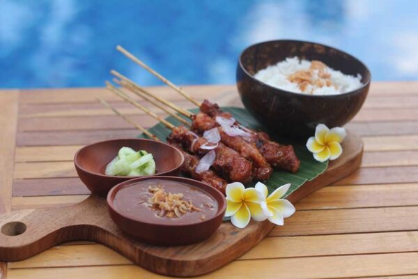 Beef sate, main Course, Warung Puri Boga Restaurant, Tunjung Boutique Resort